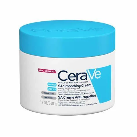 340g CeraVe SA Smoothing Cream, a moisturizer developed with dermatologists for dry, rough, and bumpy skin. 